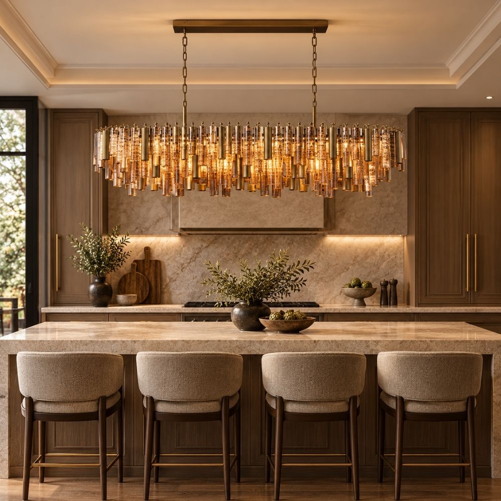 Zarelle Amber Glass Rod Chandelier