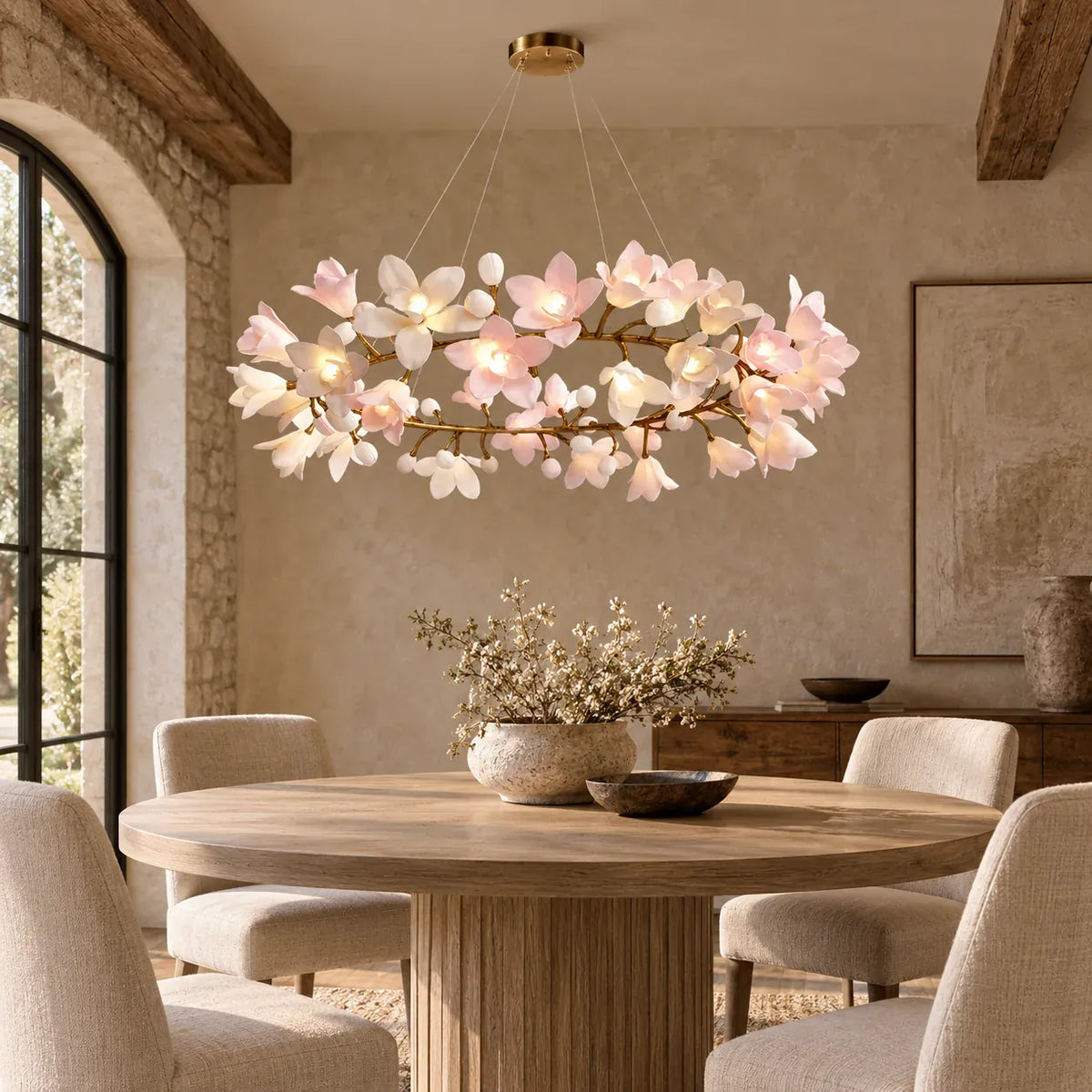 Amarante Floral Branch Ring Chandelier Gold / D39.4" (100 cm) / Warm Light 2700K Modern Chandelier