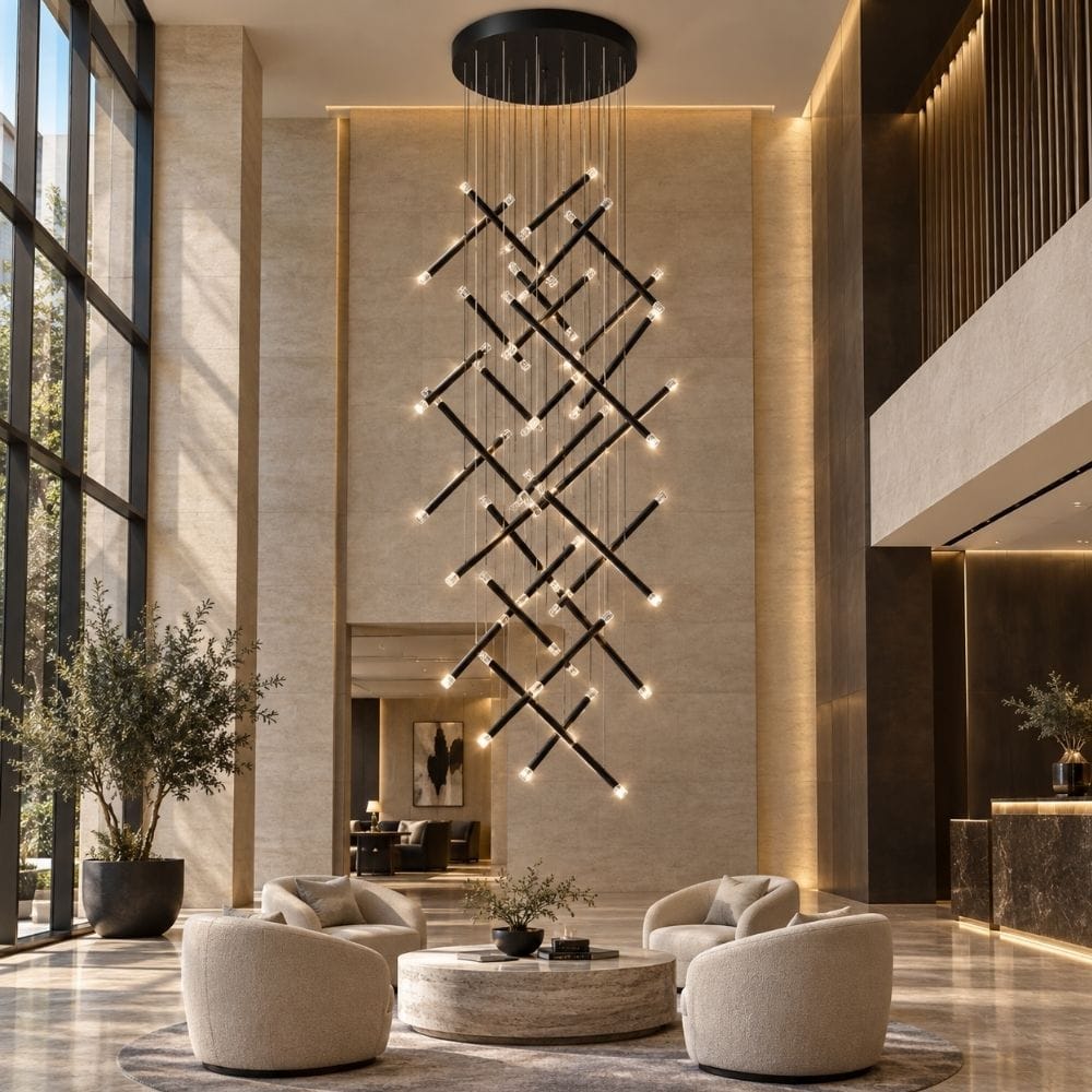 Apex Modern Staircase Chandelier Black / 8 / Warm White 3000K Modern Chandelier