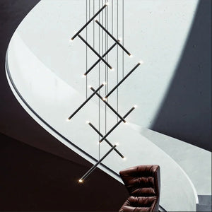 Apex Modern Staircase Chandelier Gold / Cold White / 8 Modern Chandelier