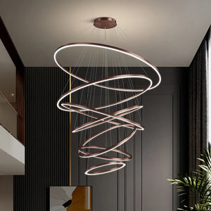 Asty Modern Ring Led Chandelier Brown / 3 / Warm Light 3000K Modern Chandelier