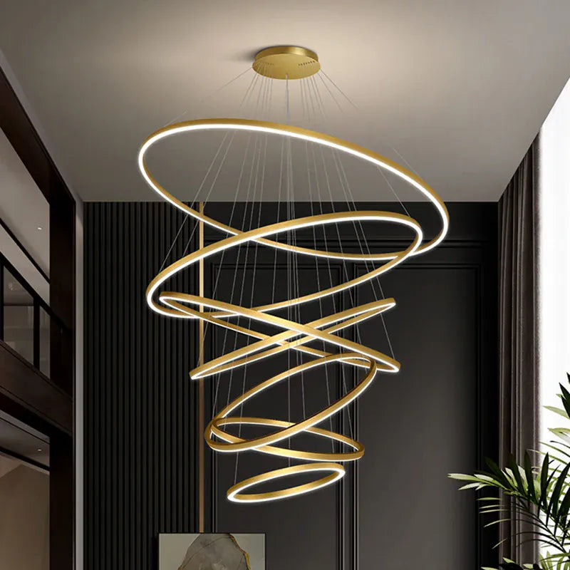 Asty Modern Ring Led Chandelier Gold / 3 / Warm Light 3000K Modern Chandelier