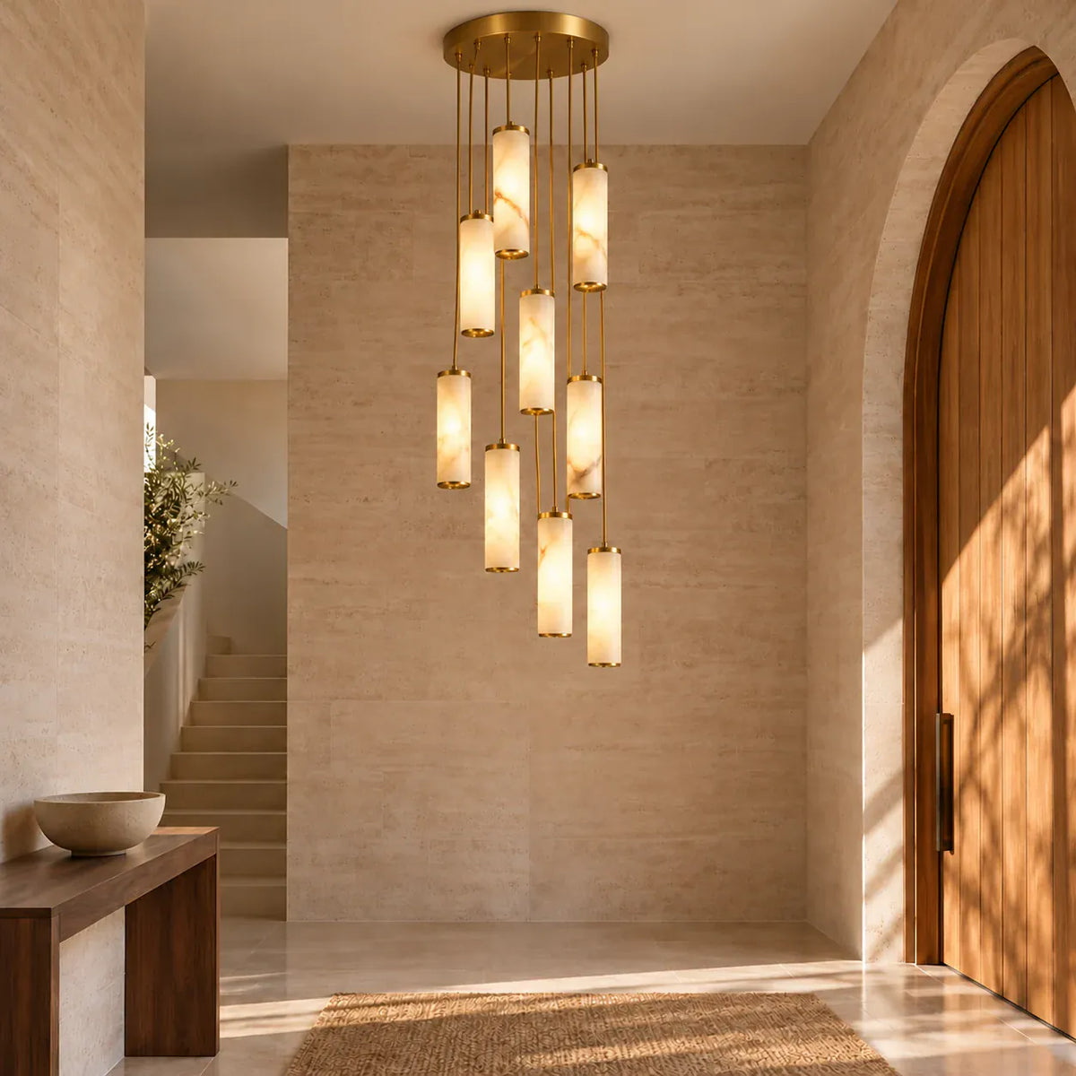 Avenoire Cascading Alabaster Stairwell Chandelier Modern Chandelier