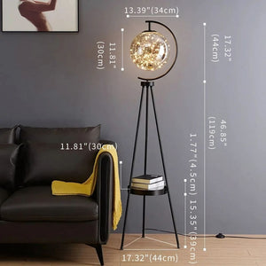 Belma Globe Shade Floor Lamp Warm Light / Black Modern Chandelier