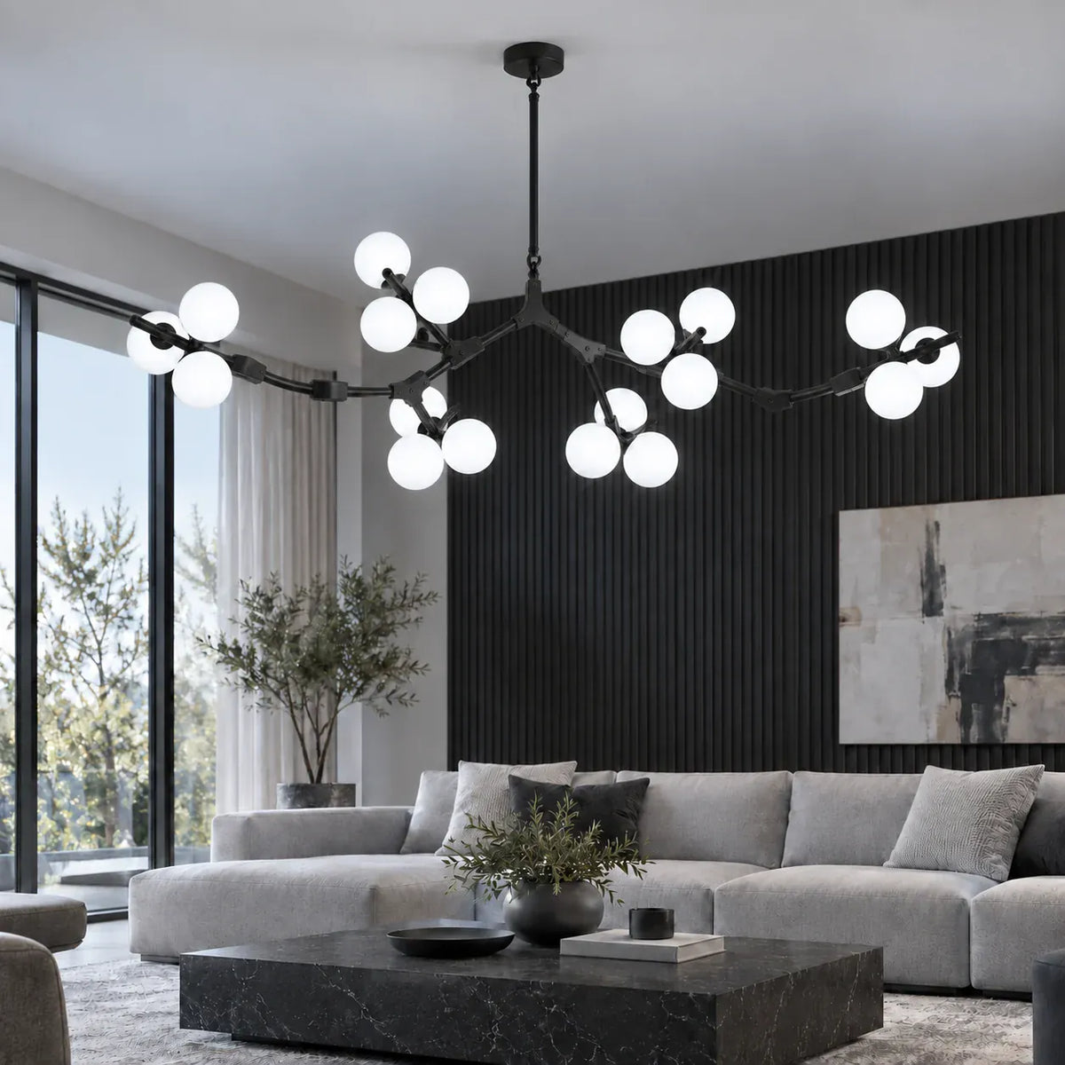 Carol Branch Bubble chandelier Black / L48.4" (123 cm) / Warm White 3000K Modern Chandelier