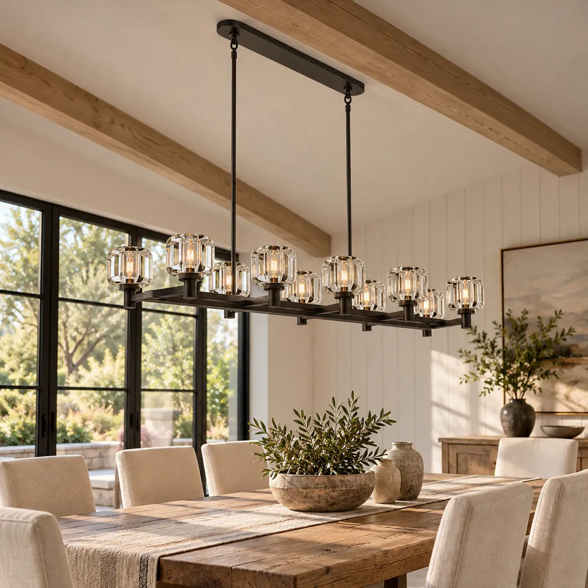 Cavendra Rectangular Crystal Chandelier Black / L53.94" (137 cm) / Warm Light 2700K Modern Chandelier