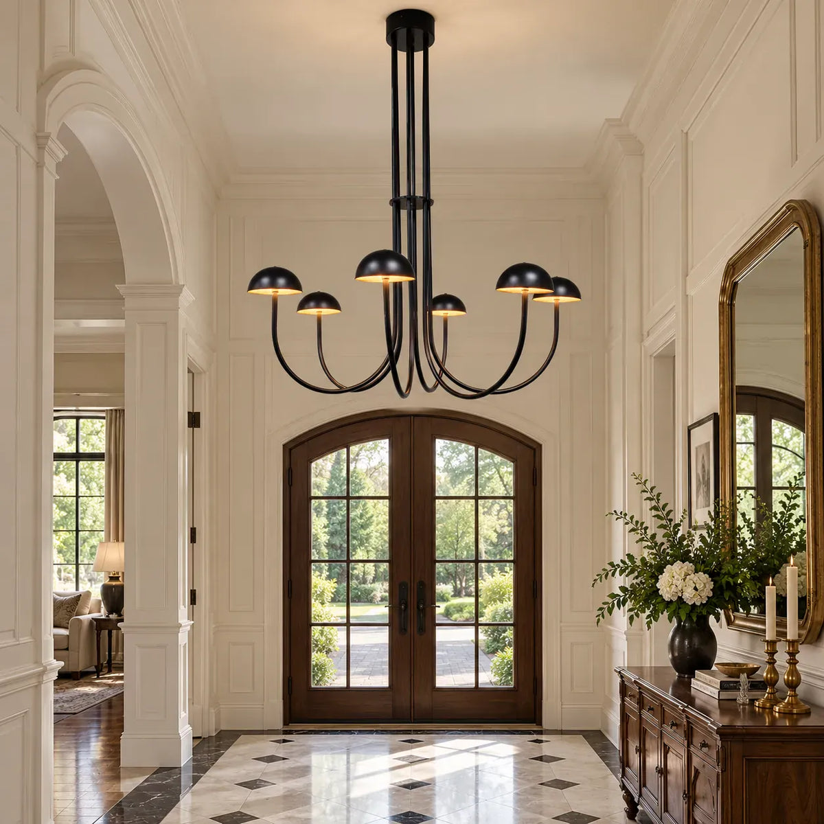 Edrissa Mid-Century Dome LED Chandelier Cold Light 6000K Modern Chandelier