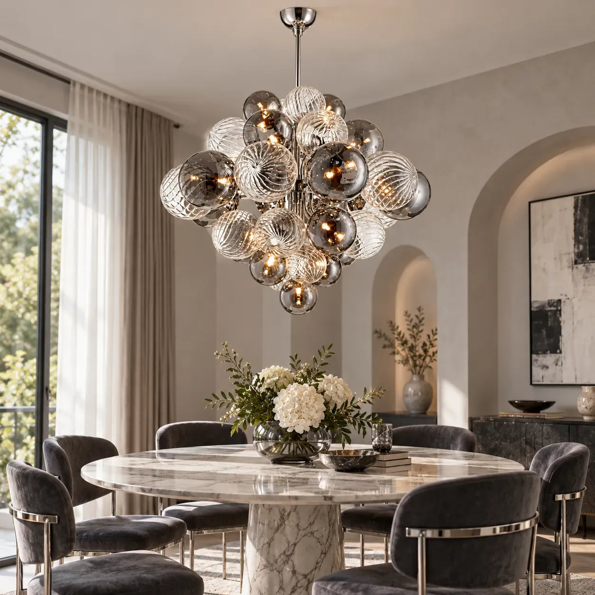 Elise Sputnik Bubble Chandelier 8 / Warm White 3000K Modern Chandelier