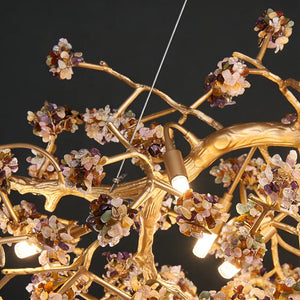 Elori Natural Stone Flower Brass Chandelier Modern Chandelier