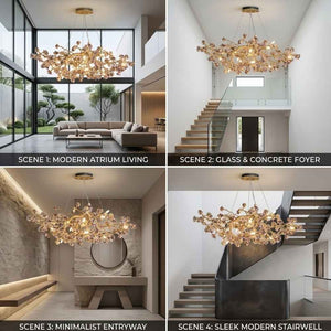 Elori Natural Stone Flower Brass Chandelier Modern Chandelier