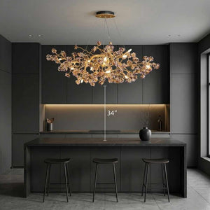 Elori Natural Stone Flower Brass Chandelier Modern Chandelier