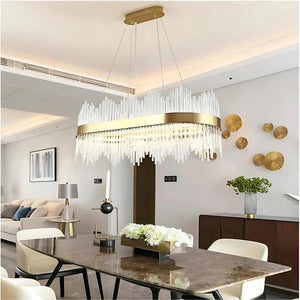 Elyan Led Crystal Chandelier Oval 31.50" (80 cm) / Warm White 3000K Modern Chandelier