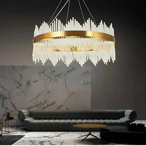 Elyan Led Crystal Chandelier Round 15.75" (40 cm) / Warm White 3000K Modern Chandelier
