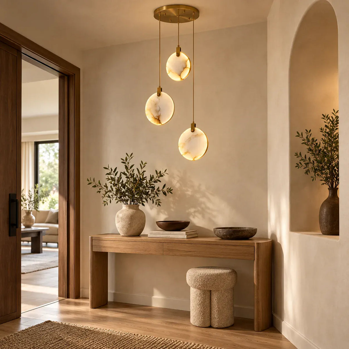 Gaia Marble Staircase Chandelier 3 / Warm White 3000K Modern Chandelier