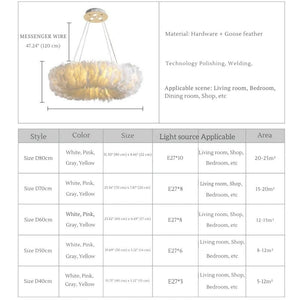 Glade Ostrich Feather Chandelier Modern Chandelier