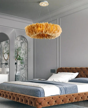 Glade Ostrich Feather Chandelier Orange / 15.75" (40 cm) / Warm Light Modern Chandelier