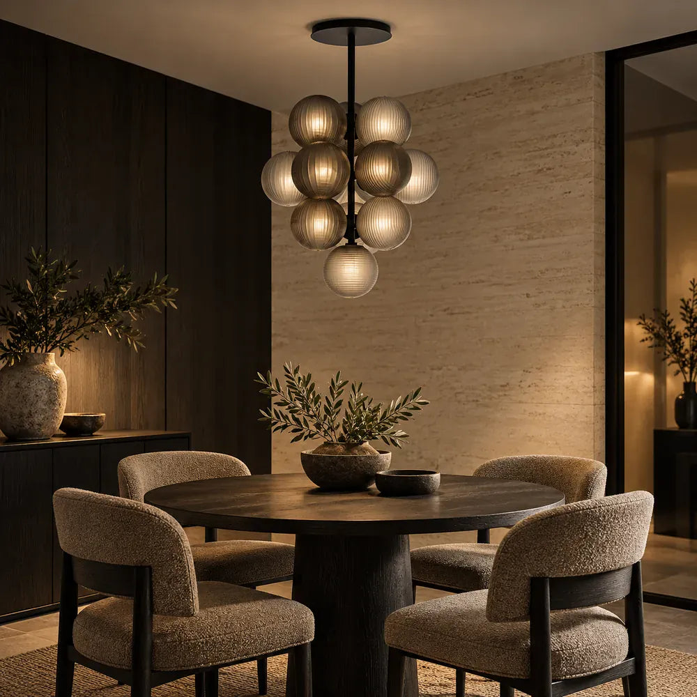 Glo Modern Glass Grape Chandelier Smoke Grey / Warm White 3000K Modern Chandelier