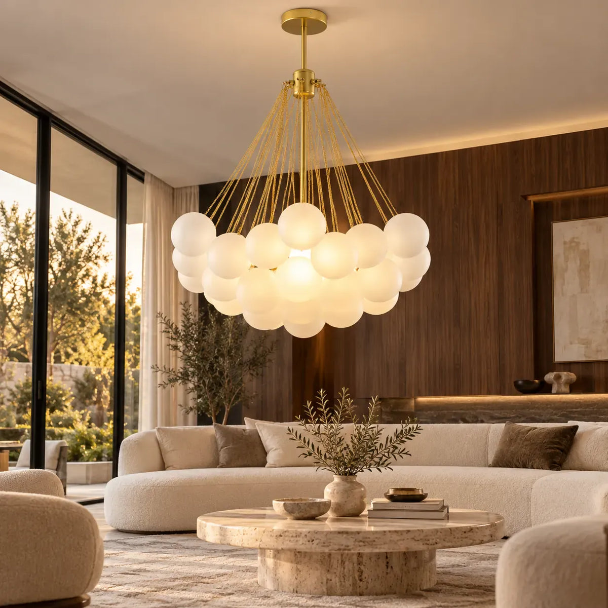 Glory Glass Bubble Chandelier Gold / D31.5" (80 cm) / Cool White 6000K Modern Chandelier