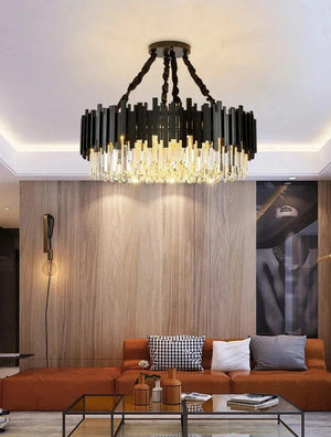 Greer Modern Crystal Chandelier Round 21.65" (55cm) / Warm White 3000K Modern Chandelier