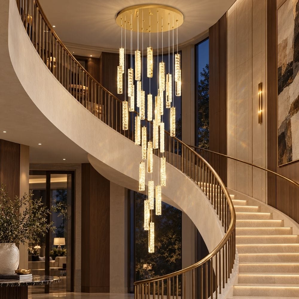 Gwen Crystal Staircase Chandelier Gold / 5 / Warm White 3000K Modern Chandelier