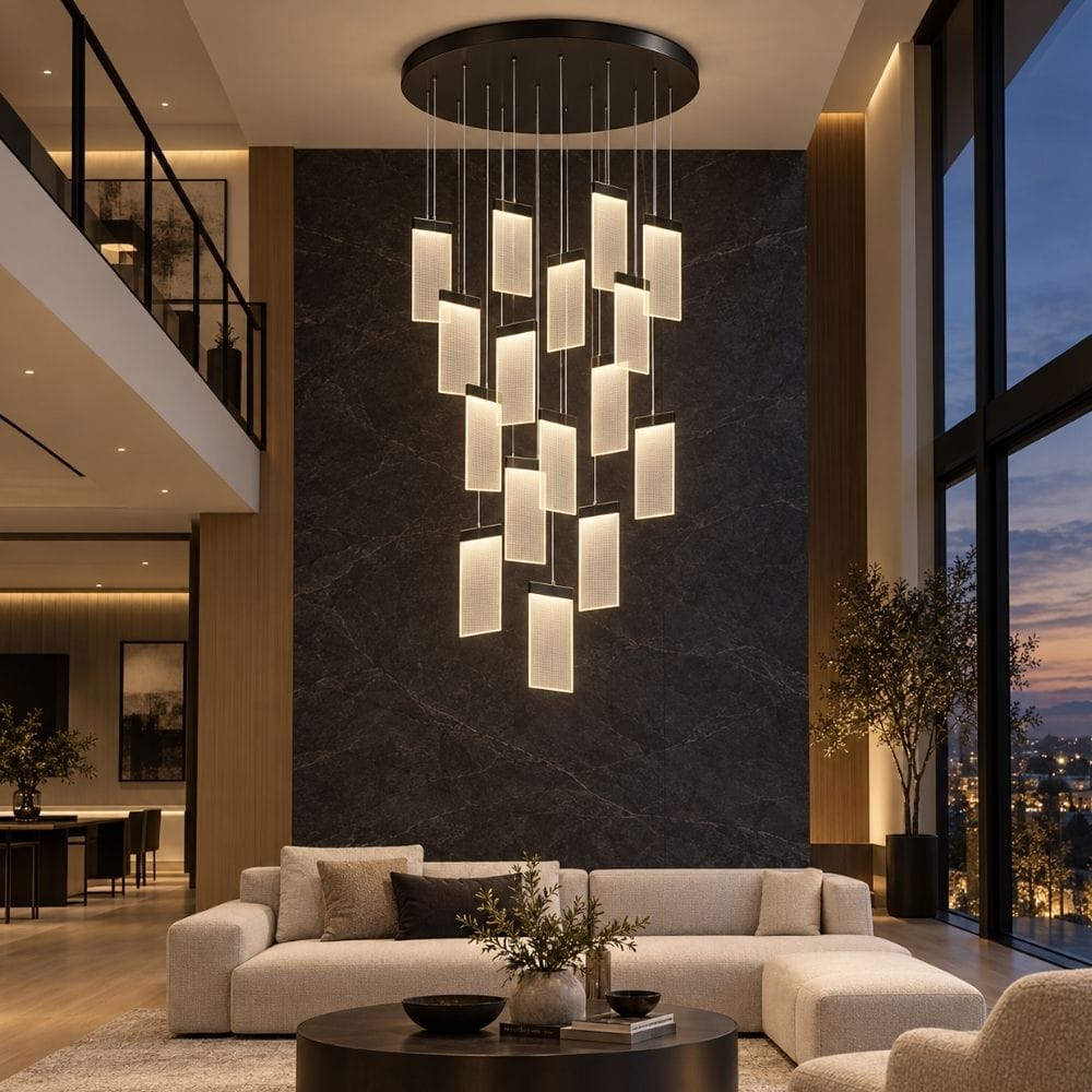 Jane Gold Staircase Chandelier Black / 6 / Warm White 3000K Modern Chandelier