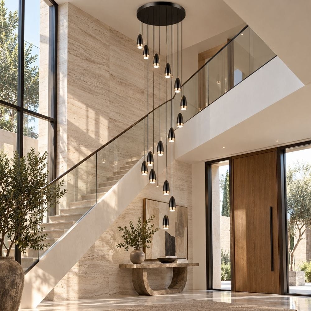 Kate Modern Stairwell Chandelier 3 / Warm White 3000K Modern Chandelier