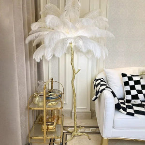 Laura Ostrich Feather Floor Lamp Modern Chandelier