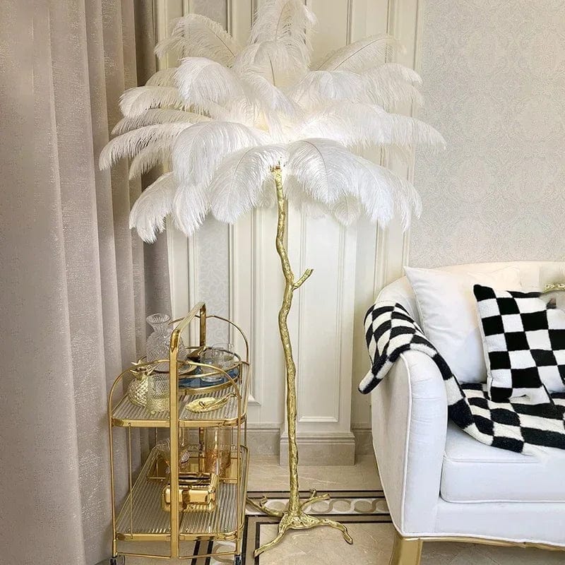 Laura Ostrich Feather Floor Lamp Modern Chandelier