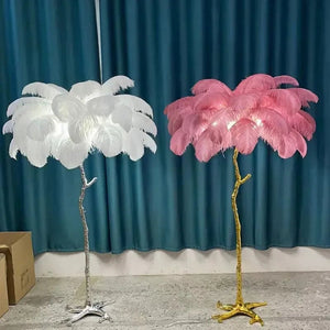 Laura Ostrich Feather Floor Lamp Modern Chandelier