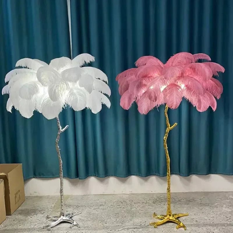 Laura Ostrich Feather Floor Lamp Modern Chandelier