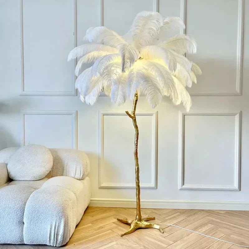 Laura Ostrich Feather Floor Lamp Modern Chandelier