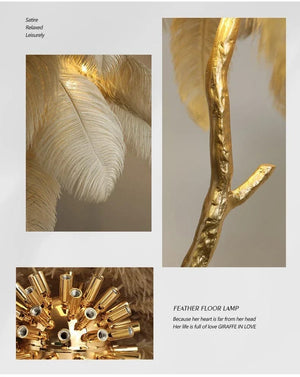 Laura Ostrich Feather Floor Lamp Modern Chandelier