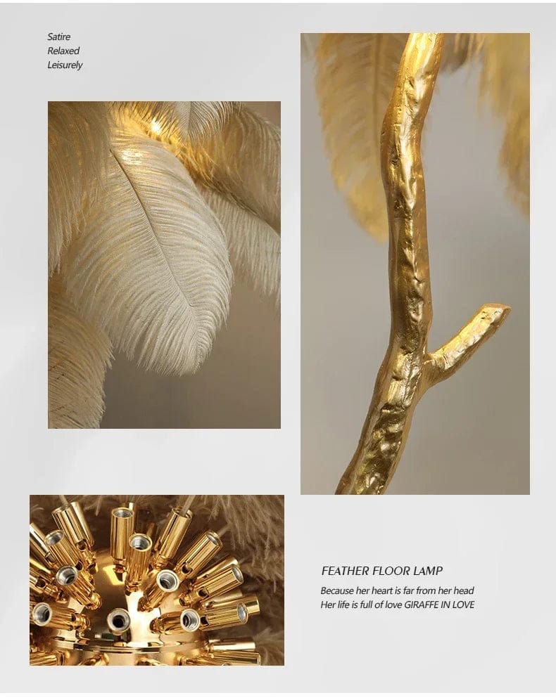 Laura Ostrich Feather Floor Lamp Modern Chandelier