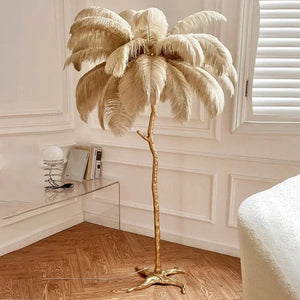 Laura Ostrich Feather Floor Lamp Modern Chandelier