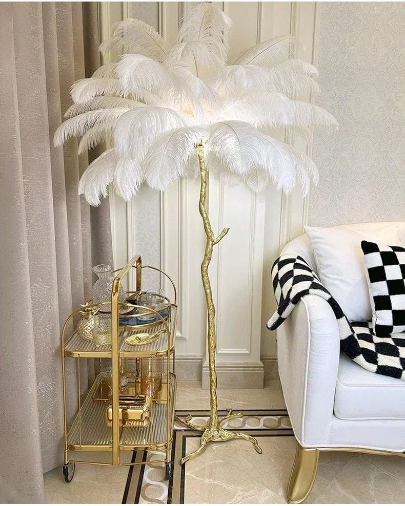Laura Ostrich Feather Floor Lamp Modern Chandelier