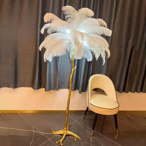 Laura Ostrich Feather Floor Lamp Modern Chandelier