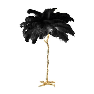 Laura Ostrich Feather Floor Lamp Black / 47.24" (H120cm) Modern Chandelier