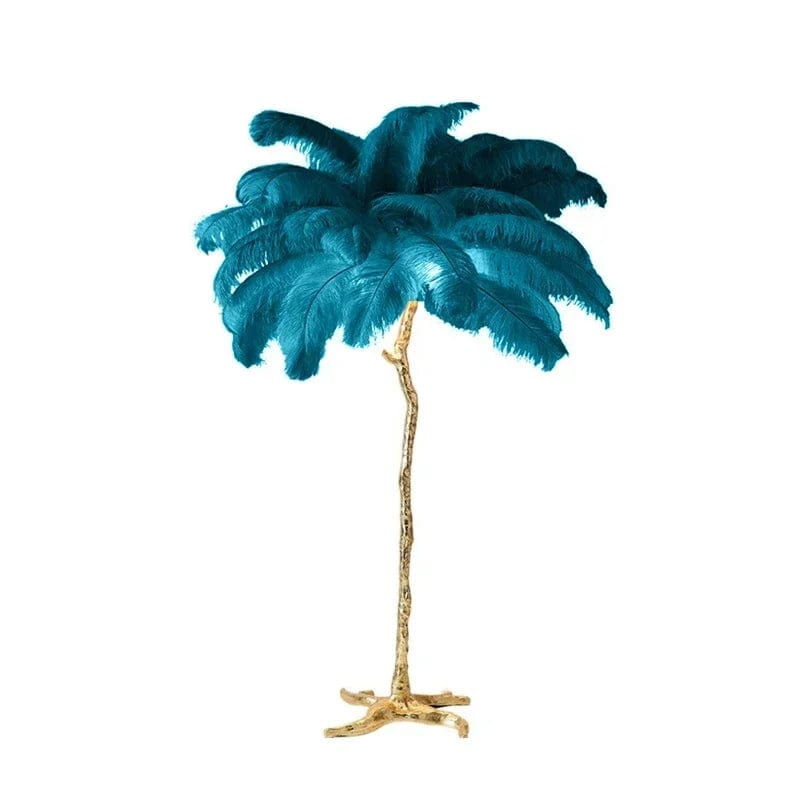 Laura Ostrich Feather Floor Lamp Peacock Blue / 47.24" (H120cm) Modern Chandelier