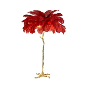 Laura Ostrich Feather Floor Lamp Red / 47.24" (H120cm) Modern Chandelier