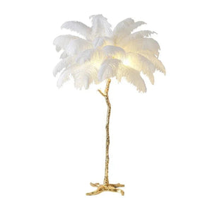Laura Ostrich Feather Floor Lamp White / 47.24" (H120cm) Modern Chandelier