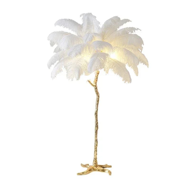 Laura Ostrich Feather Floor Lamp White / 47.24" (H120cm) Modern Chandelier