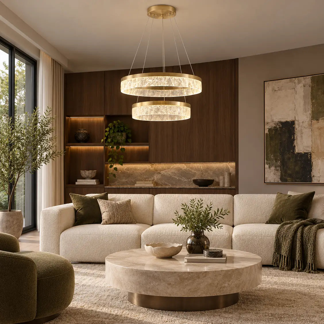 Leda Led Pendant Chandelier 15.7''+23.6'' Modern Chandelier