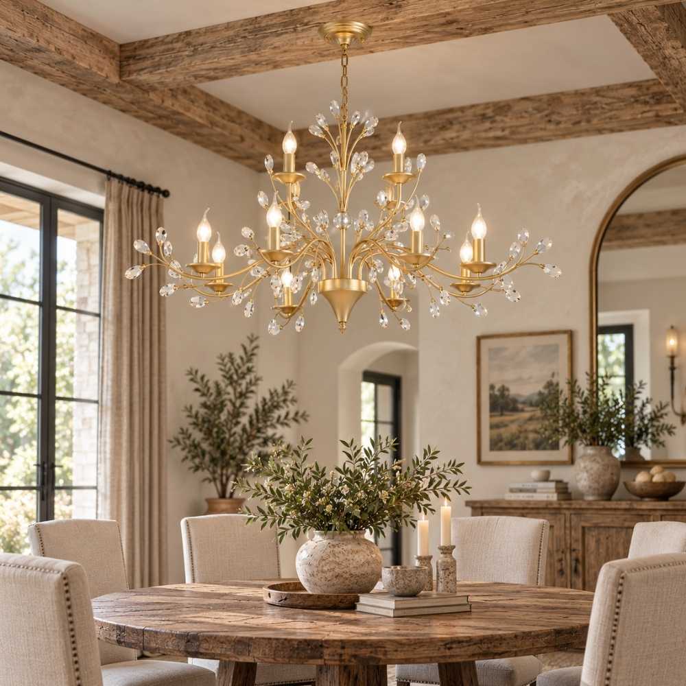 Legen Crystal Iron Chandelier Gold / 9 / Warm Light 2700K Modern Chandelier