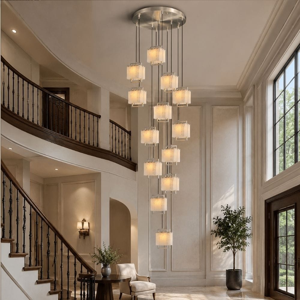 Lucera Marble Stairwell Chandelier Silver / 1 / Warm Light 2700K Modern Chandelier