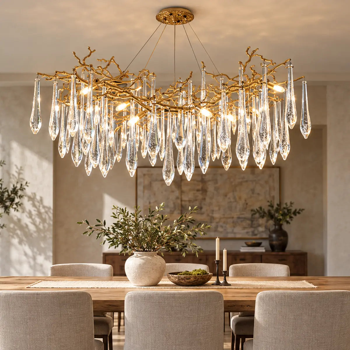 Lyra Crystal Branch Chandelier Clear / 23.62" (60 cm) / Warm White 3000K Modern Chandelier