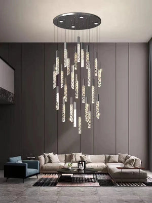Macy Simple Crystal Staircase Chandelier Silver / Warm White 3000K / 5 Modern Chandelier