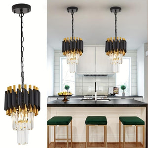 Misty Black Crystal Pendant Light Modern Chandelier