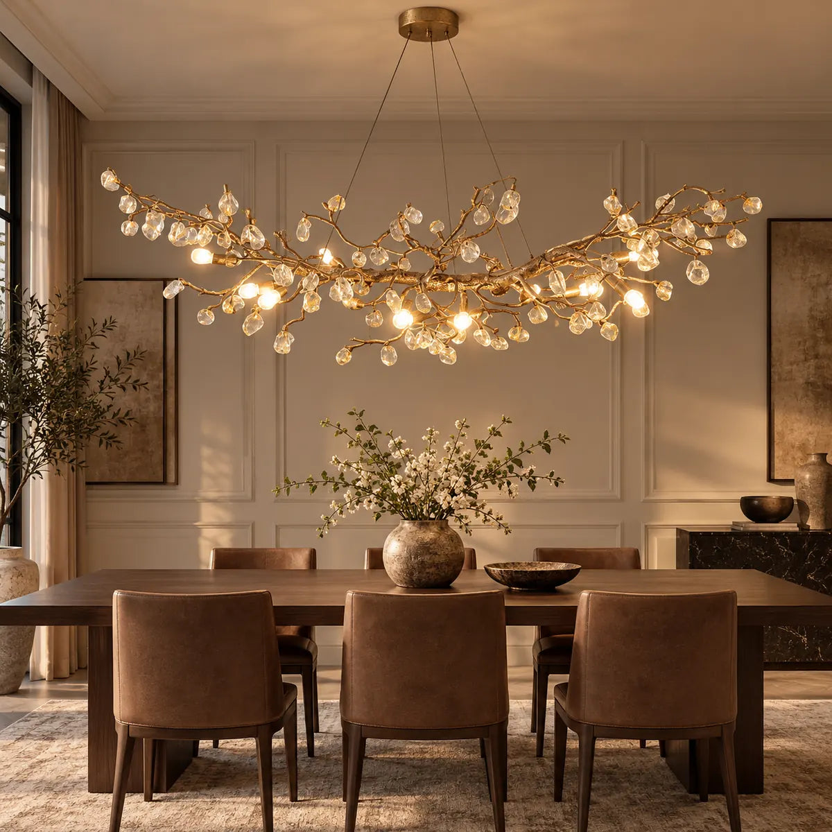 Nadia Rustic Branch Chandelier Copper / Linear 39.37" (100cm) / Warm White 2700K Modern Chandelier