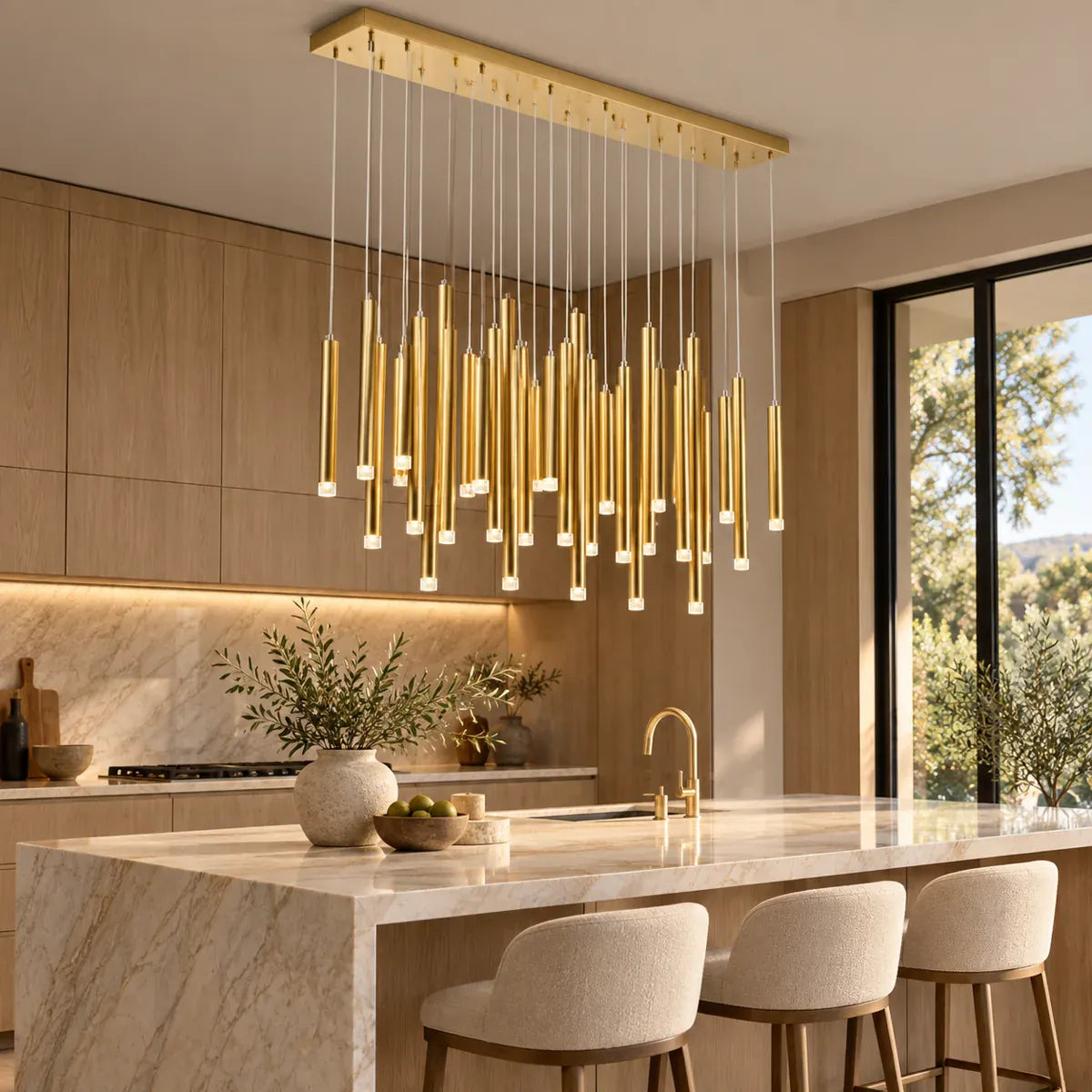 Nordi Rectangle Dining Room Chandelier Gold / 14 / Warm White 3000K Modern Chandelier