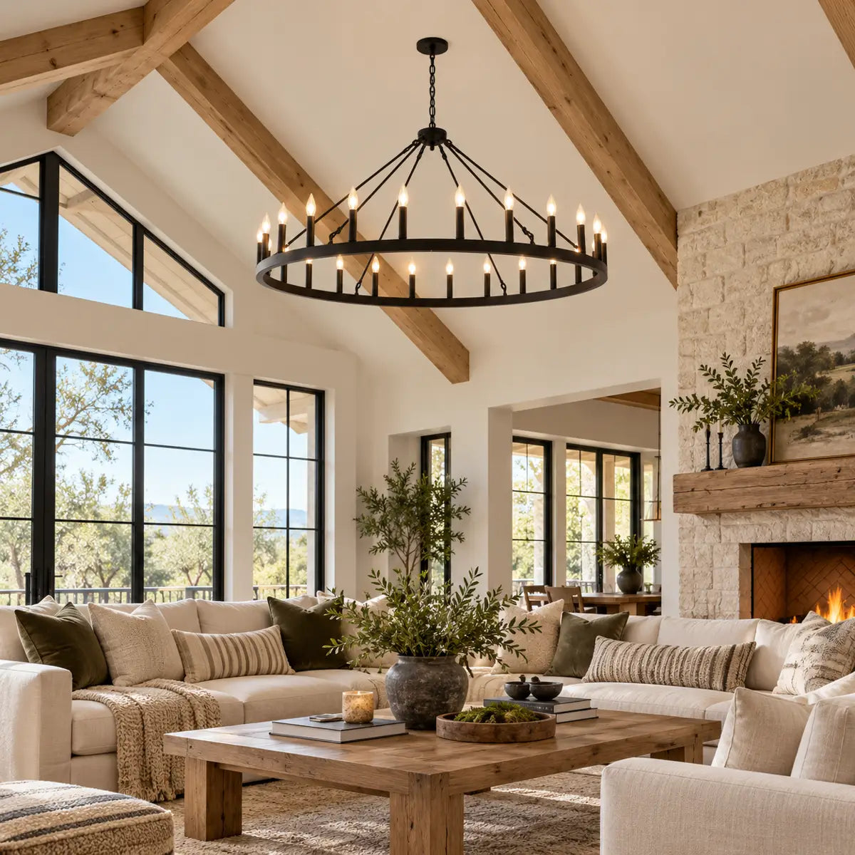 Pam Rustic Wagon Wheel Chandelier Modern Chandelier